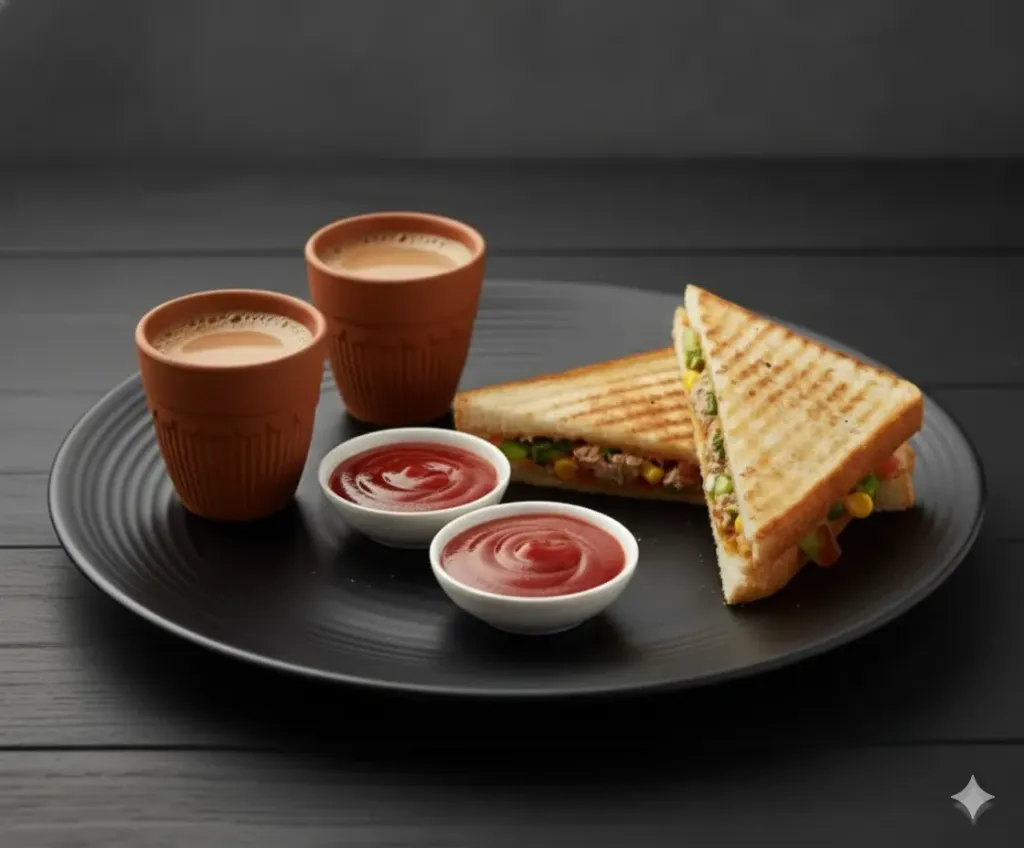 2 Kullad Chai + Veg Grill Sandwich